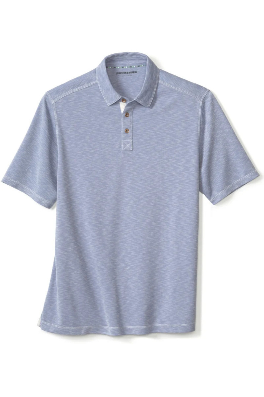 Johnston & Murphy Dusty Blue Vintage Slub Polo/41195
